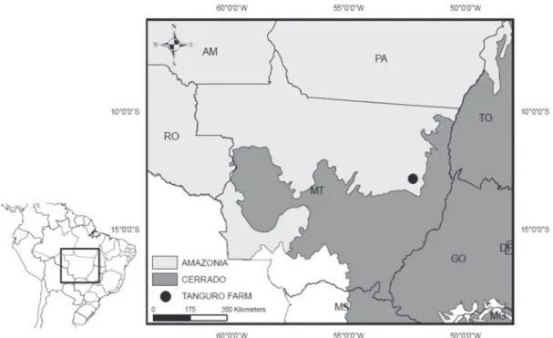 Figure 1. Location of the study area in the Brazilian state of Mato Grosso.