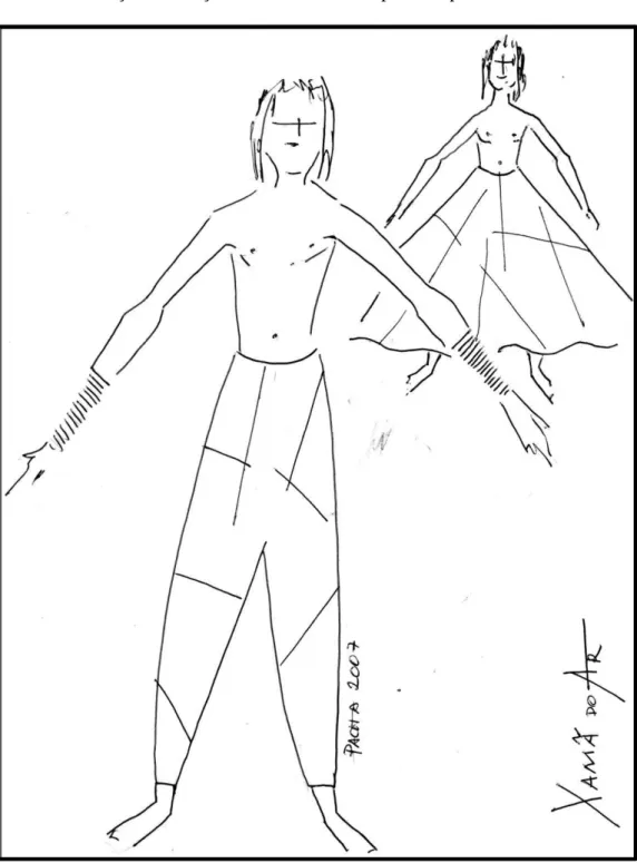 Fig. 9: Desenho do figurino do Xamã do Ar. Criação de Aníbal Pacha.  