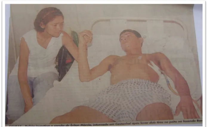 Figura 01: Acampado baleado, na fazenda Bacuri  Fonte: Jornal Liberal, novembro de 1998