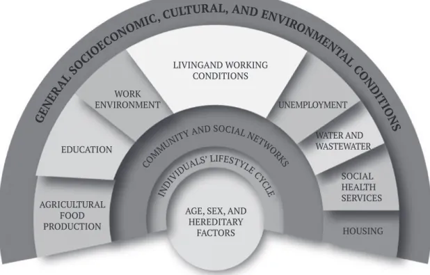 Figure 1 – The social determinants of health: Dahlgren and Whitehead’s model