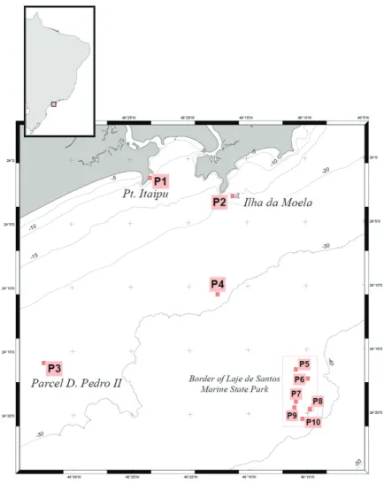 Figure 1. Map of the study area. Sites 1 to 10 are highlighted.