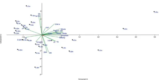 Figure 7. Data from Principal component analysis (PCA) of inorganic and organic variables of the Inner Sea coast of Fernando  de Noronha Island - Pernambuco (Brazil)
