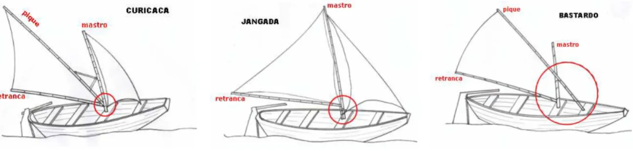 Figura 6: Variações dos velames ao longo do litoral maranhense para Igarité, Boião e Bianas
