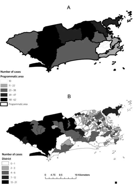 Figure 1. Distribution of the number of cases of women referred for cervix cancer treatment in reference unit in 2014  according to place of residence