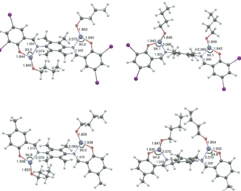 Figure 6 shows that C1 and C2 exhibit three-coordinate  zinc(II) centers in the expected trigonal planar coordination  environment