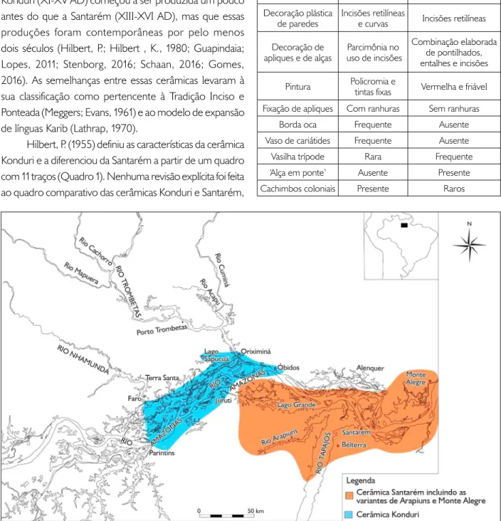 Figura 3. Mapa construído por Curt Nimuendajú sobre a dispersão dos estilos cerâmicos no baixo Amazonas