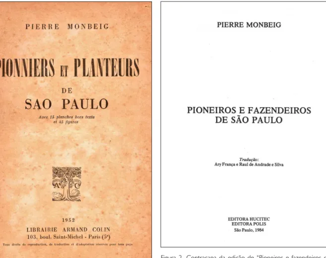 Figura 2. Contracapa da edição de “Pioneiros e fazendeiros de  São Paulo”, na versão brasileira, em português
