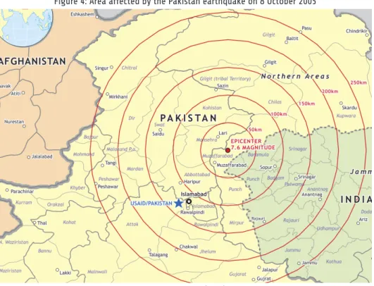 Figure 4: Area affected by the Pakistan earthquake on 8 October 2005