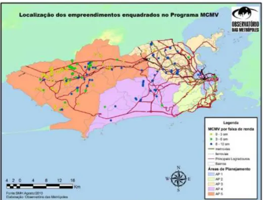 Figura 7: Localização dos empreendimentos do PMCMV (1ª Etapa) no município do Rio de  Janeiro/RJ 