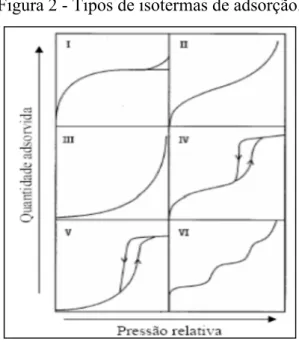 Figura 2 - Tipos de isotermas de adsorção. 