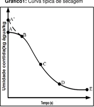 Gráfico 2:Curva típica de secagem(X versus W) 