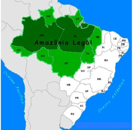 Figura 1 – Localização dos estados do Amazonas e do Pará