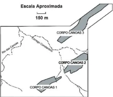 Figura 1 - Mapa de localização do depósito de Pb-Zn-Ag de Canoas 1 - PR  (adaptado de Imbernon 1998).
