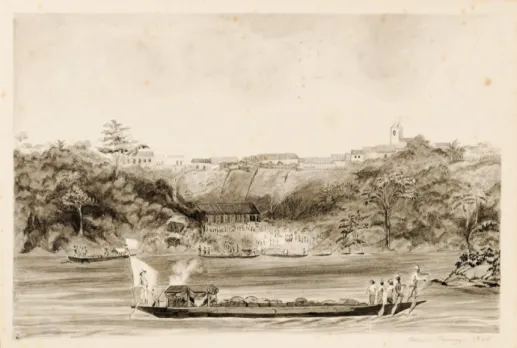 Figura 1 – Aimé-Adrien Taunay. A partida da Expedição Langsdorff, no Rio Tietê, 1825,  Acervo Instituto Moreira Salles (Coleção Martha e Erico Stickel).
