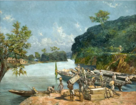 Figura 5 – Oscar Pereira da Silva. Carga das canoas, 1920, óleo sobre tela, 130 x 86 cm, Museu  Paulista.