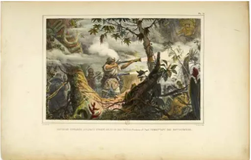 Figura 12 – Jean-Baptiste Debret. Sauvages civilisés, soldats indiens de Mugi das Cruzas (Province  de St