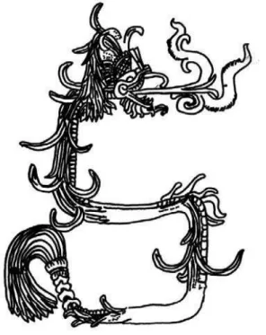 FIGURA 13. La serpiente perdiendo su piel. Templo Inferior de los Jaguares. Dibujado por el autor.