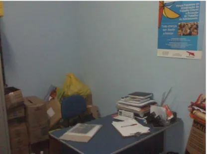 Figura 21 – Foto da única sala para atendimento psicológico e de serviço social,  Coordenação e parte do Almoxarifado do CRAS São Sebastião