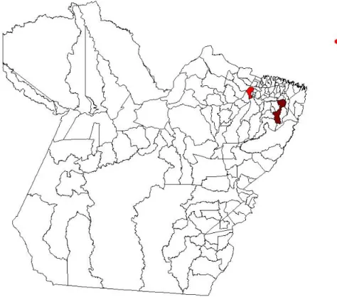 Figura 5. Mapa do estado do Pará, ressaltando os dois municípios pesquisados  Fonte: Tabwin versão 3.5 