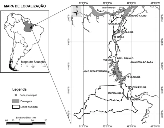 Figura 1. Localização da área de influência da Usina Hidrelétrica de Tucuruí, Pará. 