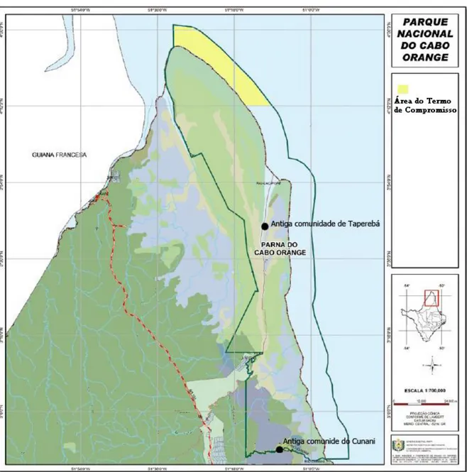 Figura 3: Área do Parque Nacional do Cabo Orange que faz parte do Termo de  Compromisso Nº 2012 