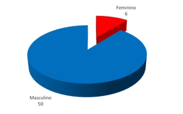 Figura 05  –  Quantidade de Policiais Federais Acusados nos Processos Administrativos Disciplinares,  Registrados no Período de  2007 a 2011, no Âmbito da Superintendência de Polícia Federal do Pará,  por Sexo 
