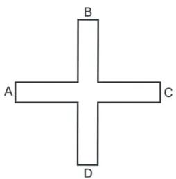 Figura  13.  Esquema  do  labirinto  em  cruz.  Vista  superior  do  aparato,  com  seus  braços  radiando de uma plataforma central, sendo nomeados com letras do alfabeto