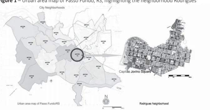 Figure 1 – Urban area map of Passo Fundo, RS, highligh  ng the neighborhood Rodrigues