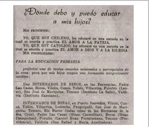 Figura 6 – Propaganda para chilenizar y evangelizar a niños y niñas de la Araucanía.