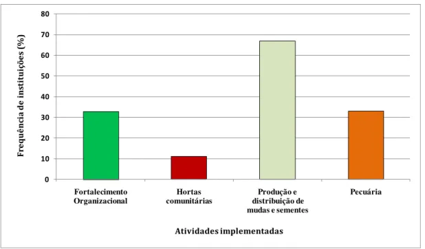 Gráfico  1  -  Principais  atividades  realizadas  por  instituições  nos  municípios  de  Senador  José  Porfírio, Anapu e Pacajá, polo Transamazônica  –  PA 