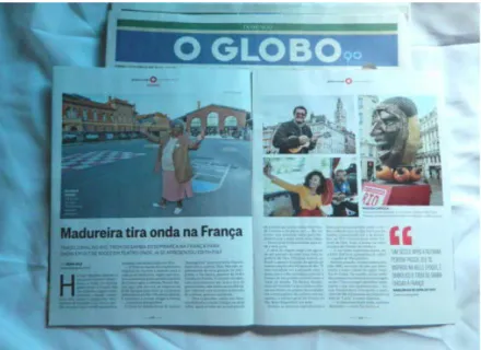 Figura 1 – Páginas da Revista O Globo com a matéria “Madureira  tira onda na França”. Fonte: Tia Surica (2015)