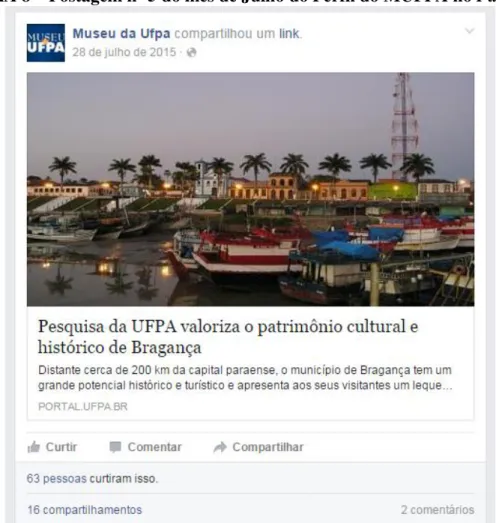 FIGURA 8  –  Postagem nº 5 do mês de Julho do Perfil do MUFPA no Facebook 