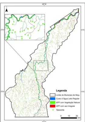 Figura 2.2. Delimitação das APPs com vegetação natural e com uso irregular no município de Moju-PA