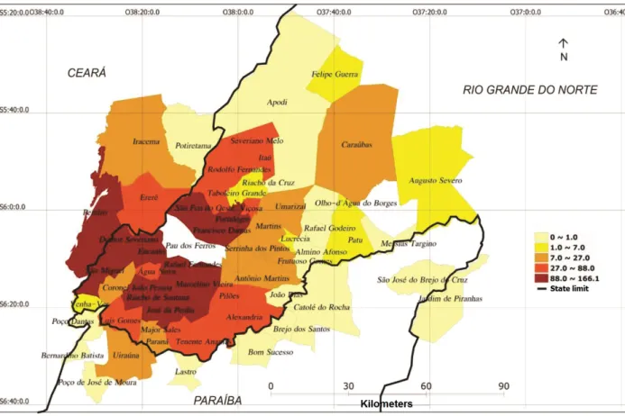 Figure 5 -  Commuting flows of people for study in Pau dos Ferros – 2010 (by quintile)