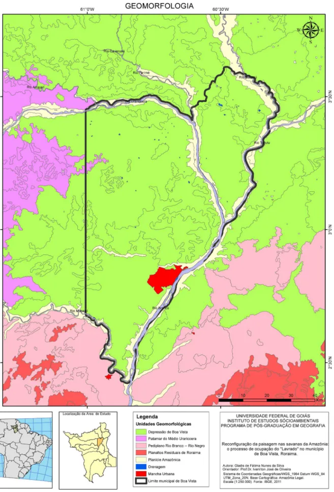 Figura 2 - Mapa das Unidades Geomorfológicas do Município de Boa Vista (RR) e entorno