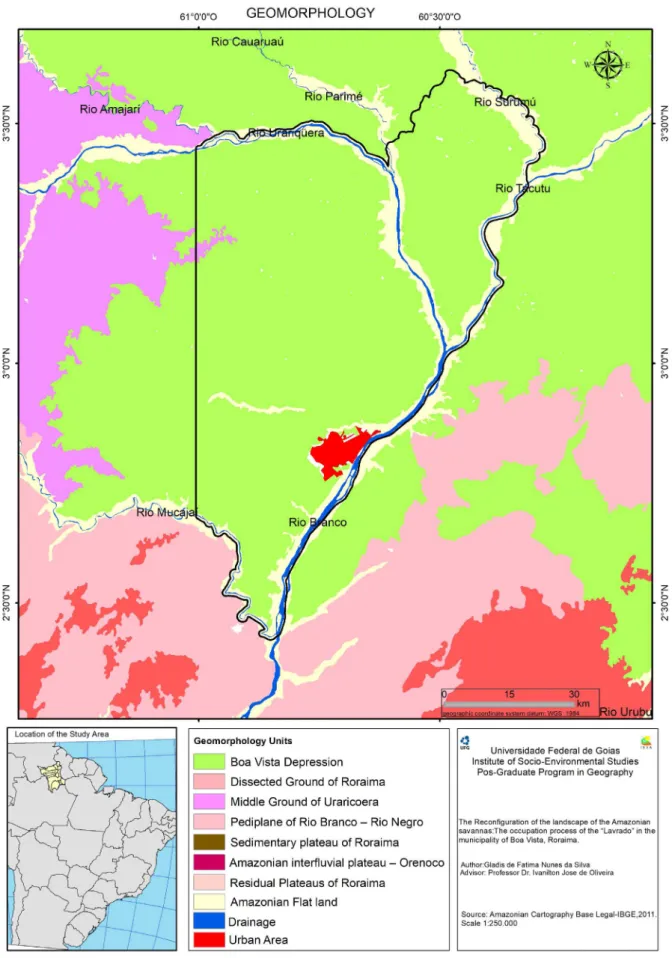 Figure 2 - Map of the Geomorphological Units of the Municipality of Boa Vista (RR) and surroundings