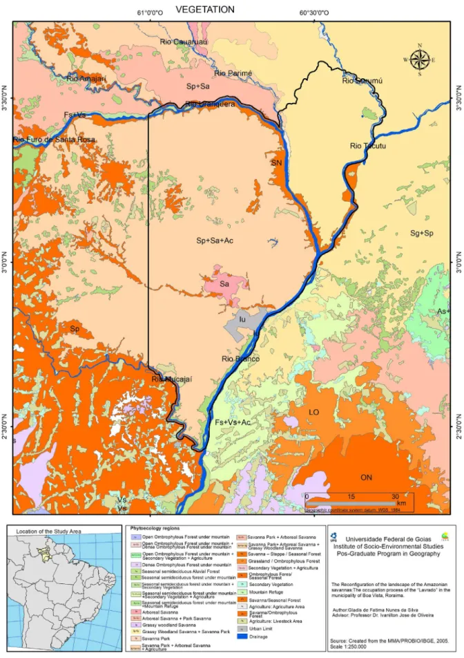 Figure 4 - Map of the vegetation of the municipality of Boa Vista (RR) and surroundings