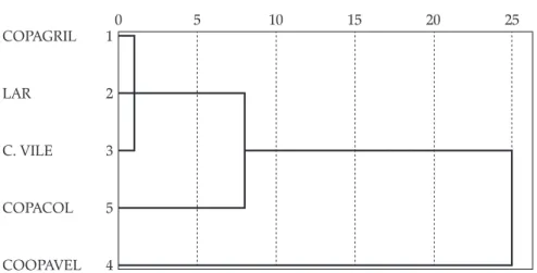 Figura 1. Agrupamento econômico-financeiro das cooperativas 0 5 10 15 20 25 1 2 3 5 4COPAGRIL