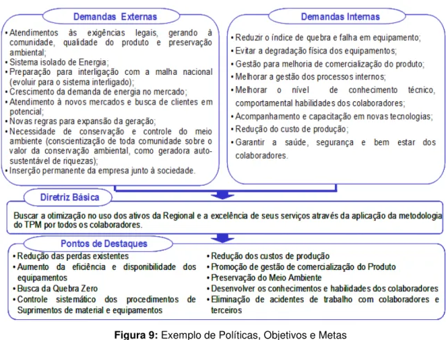 Figura 9: Exemplo de Políticas, Objetivos e Metas  Fonte: Relatório de Atividades TPM da Regional de Produção de Rondônia (2000) 