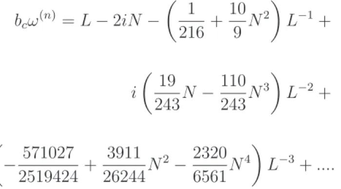 Tabela 4.2: Estimativas das frequˆencias QNs para baixos n´ umeros de overtone (n = 0, 1, 2) usando expans˜ao dada pela Eq