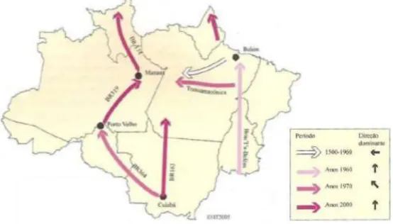 Figura 11 - Eixos estratégicos de ocupação da Amazônia brasileira. 