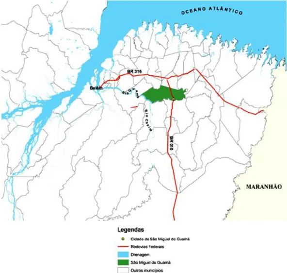 Figura 3.2 – Localização do município de São Miguel do Guamá (Fonte: IBGE apud  Cordovil, 2010)
