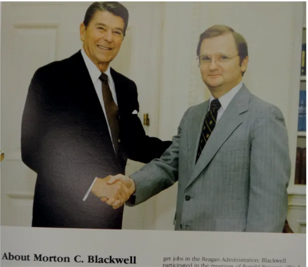 Fig. 1: Morton Blackwell posing with President Reagan in IPF Promotional Literature. Source: 