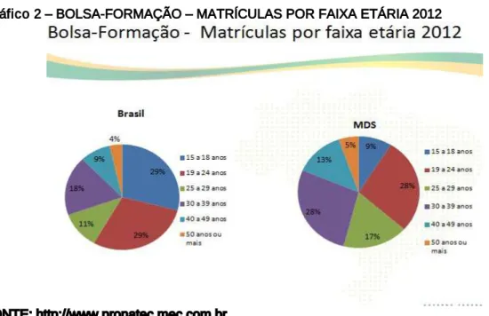 Gráfico 2 – BOLSA-FORMAÇÃO – MATRÍCULAS POR FAIXA ETÁRIA 2012