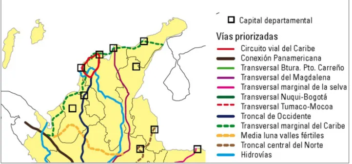 Figure 5 - Prioritized routes in the Caribbean Region Source: Sánchez (2008).