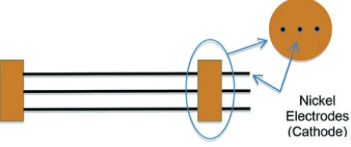 Figure 5.  An MF module assembled with hollow fi bers and nickel wires  ready for mass transfer evaluation.