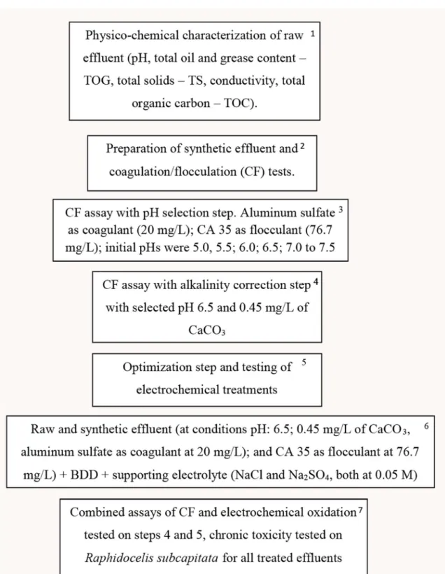 Figure 1. Experimental procedure for effluent treatment optimization.