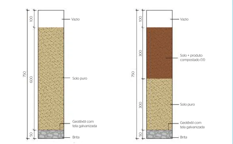 Figura 1 – Esquema dos perfis da Coluna 1 e da Coluna 2 (as medidas estão em milímetros).