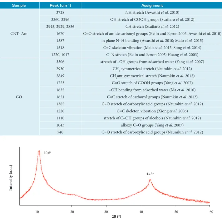 Table 3. Assignments for FT-IR spectra of CNT- Am and GO.