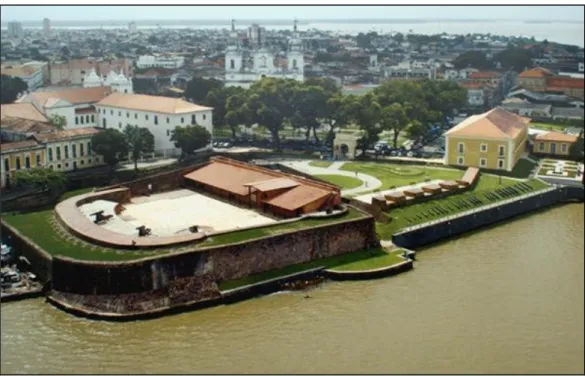 Figura 7 - Vista aérea do Complexo Cultural Feliz Lusitânia. Foto: João Ramid (Adaptado de Secult (2006:324)